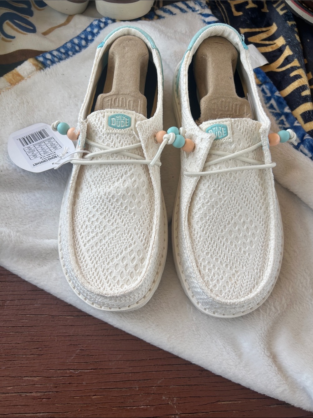 Hey Dude Women's Wally Knit Slip-On in Cream with Mint and Peach Accents